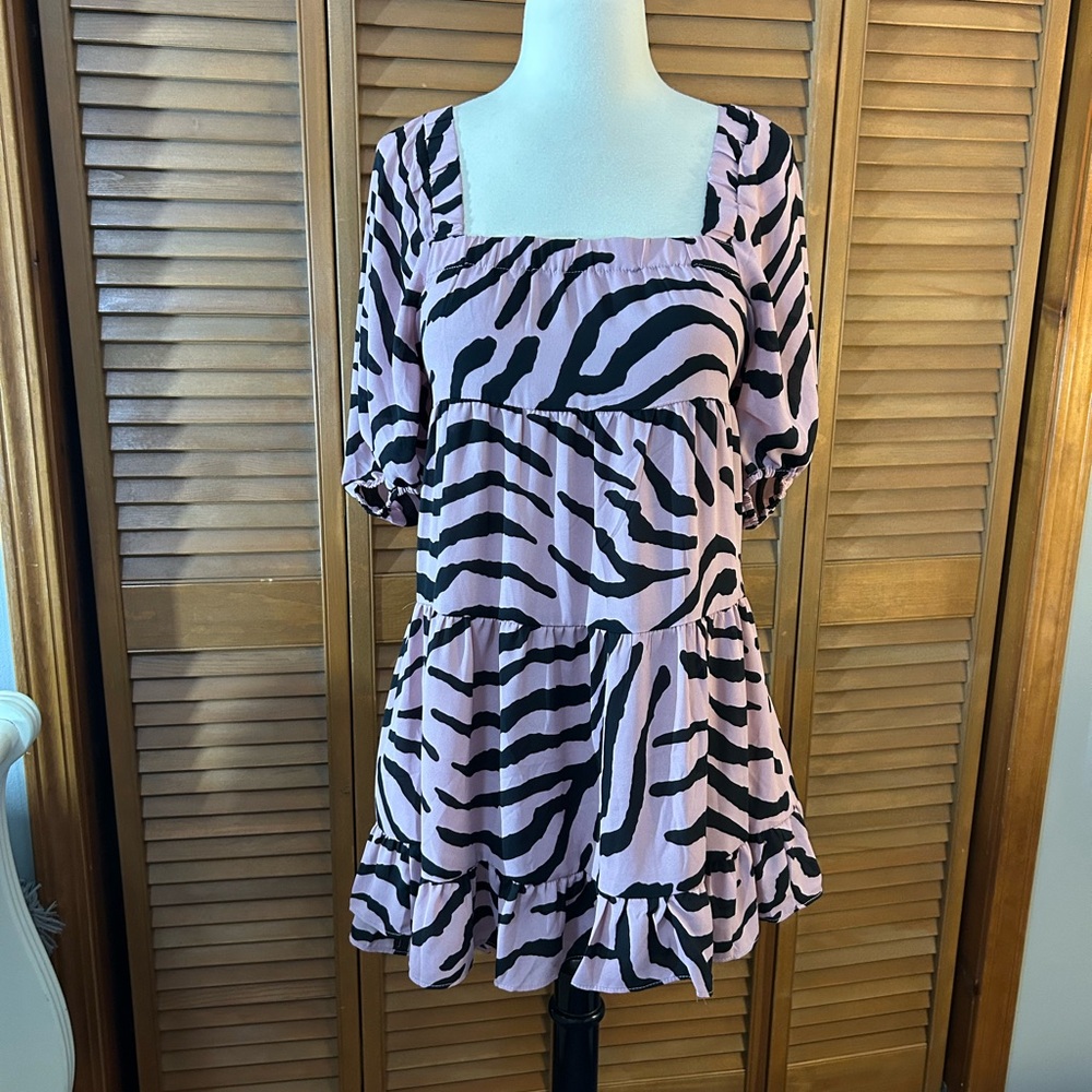 Buddy Love Pink and Black Zebra High Low Mini Dress